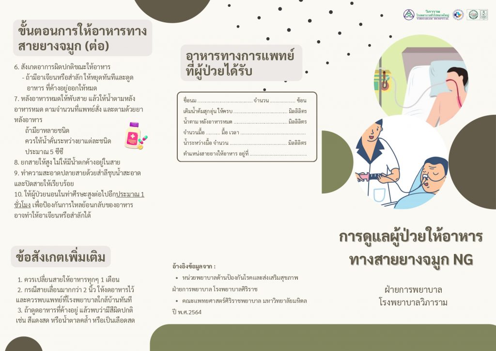 การดูแลผู้ป่วยให้อาหารทางสายยางจมูก NG